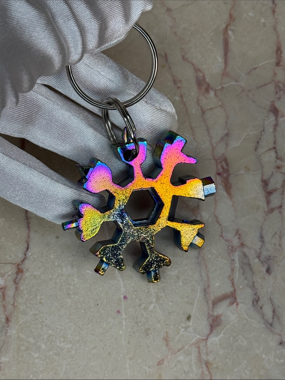 Iridescent Snowflake Multi-Tool Keychain